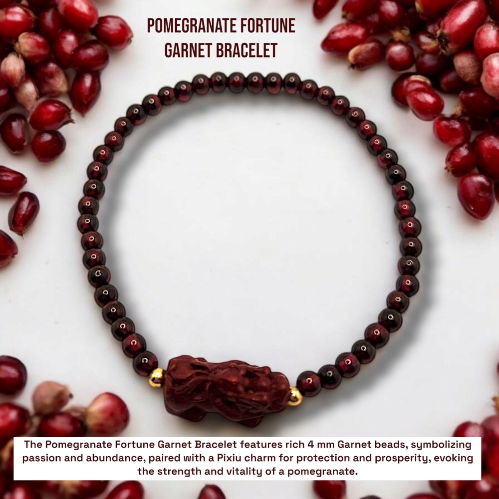 4 mm Garnet Pixiu Charm Bracelet